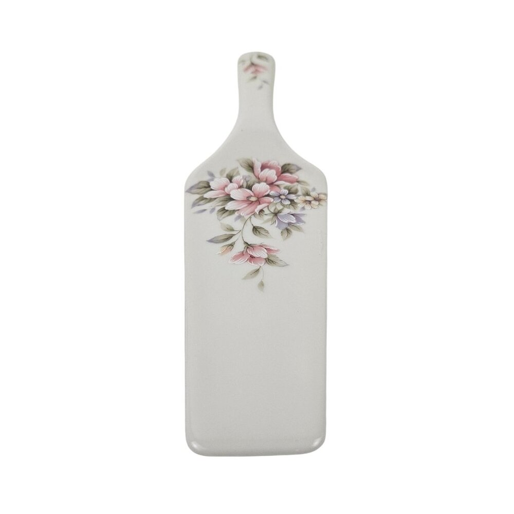 Andrea By Sadek Cake Pie Dessert Server Porcelain Pink Floral Japan Vintage - Picture 5 of 8
